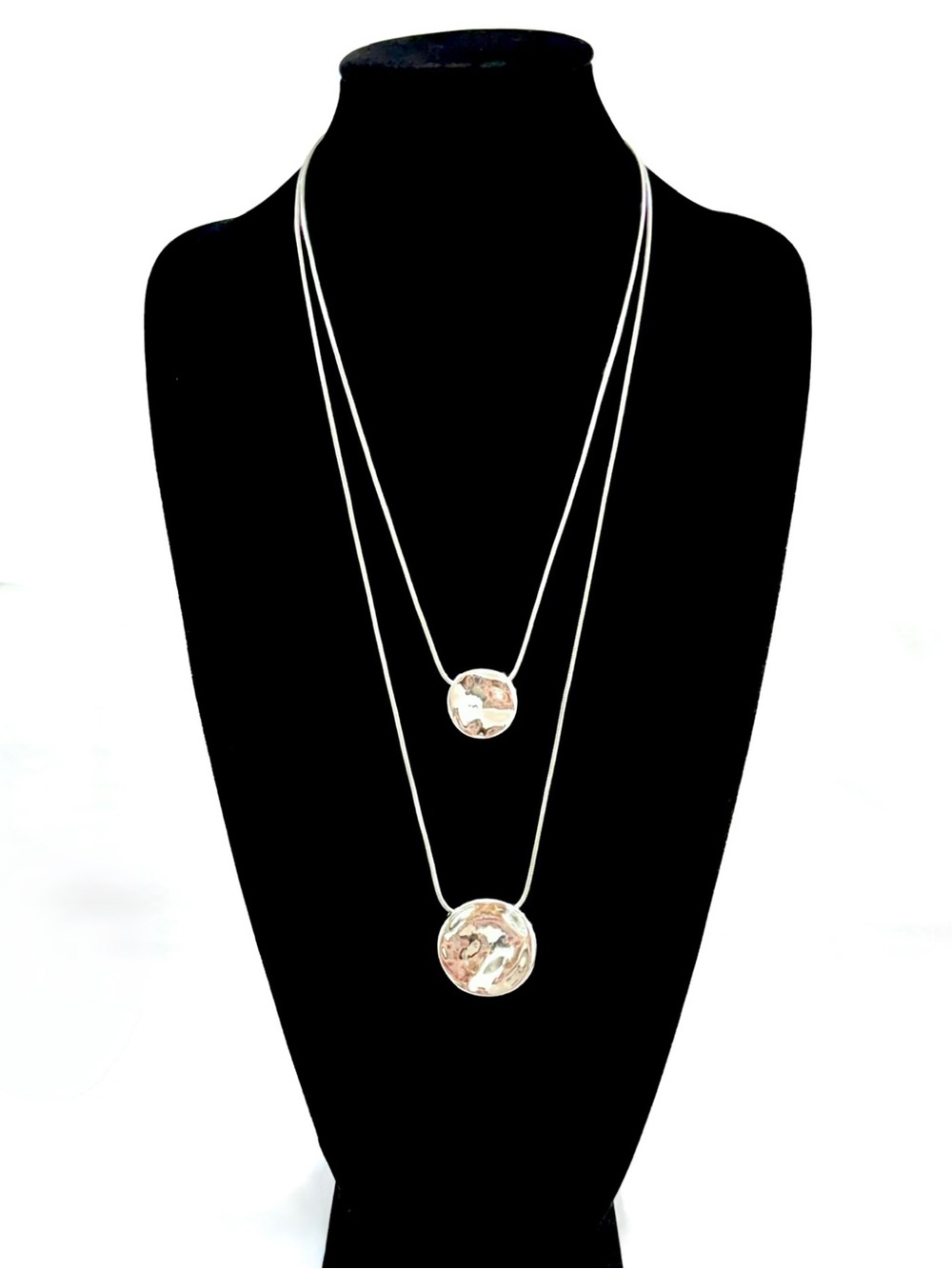 WHITE HOUSE BLACK MARKET Layered Double Silver Pendant Necklace NWT